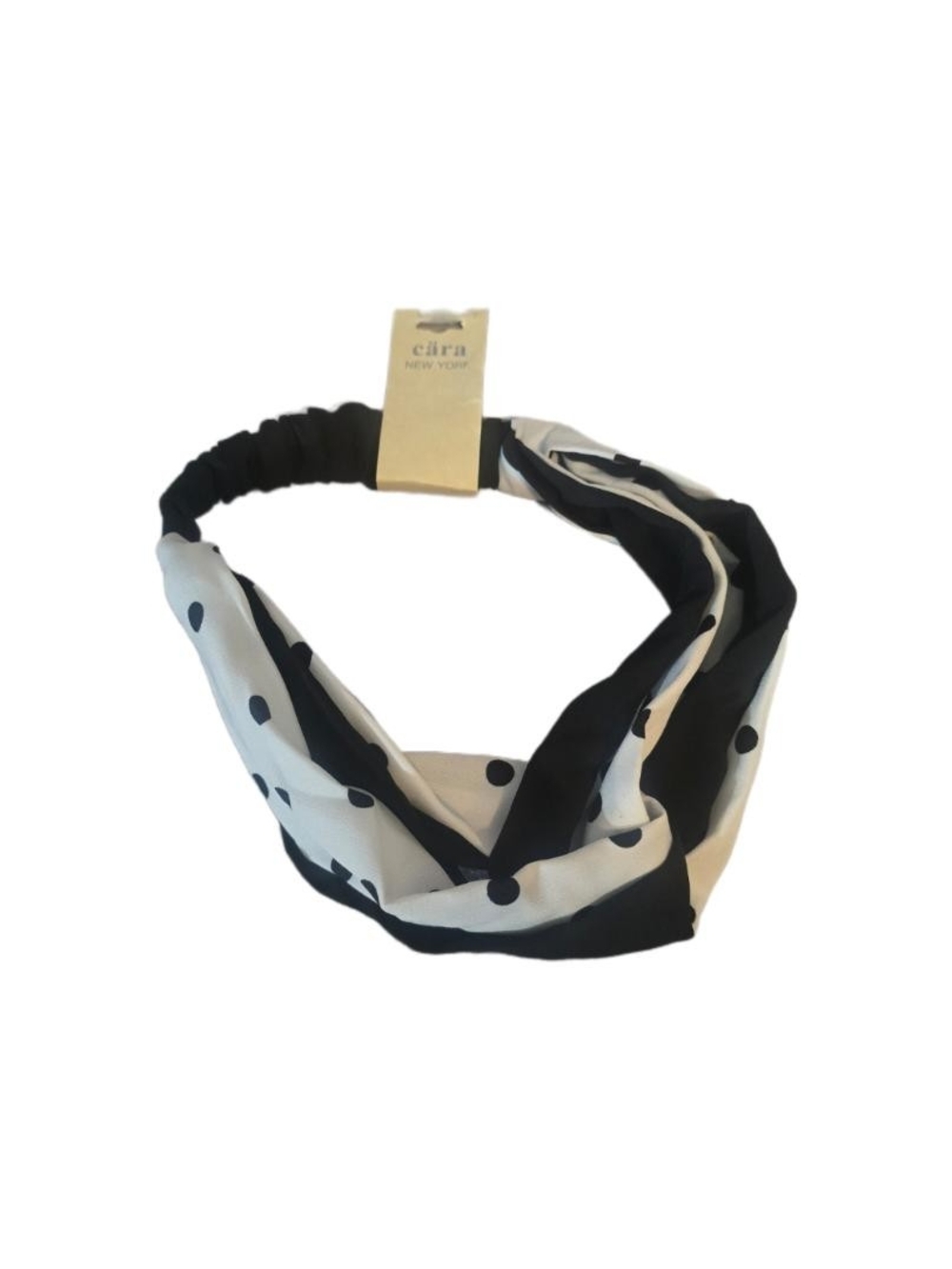 Cara Black & White Polka Dot Twist Headband NWT